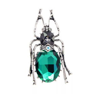 Brosche Käfer Silber mit grünem Stein